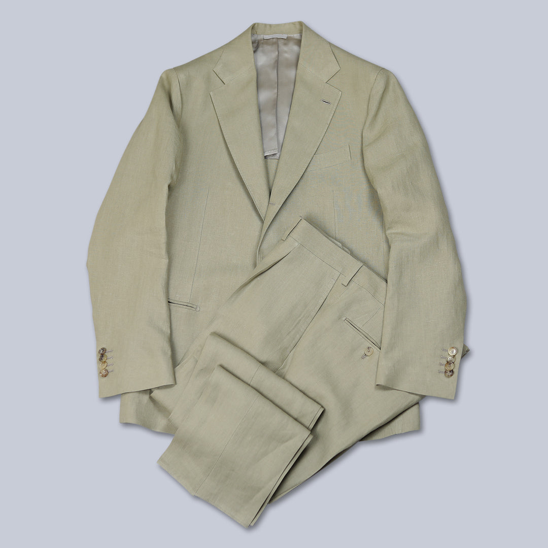 Khaki Casual Linen Suit