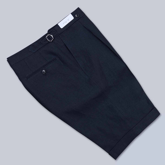 Navy Linen Bermuda Shorts