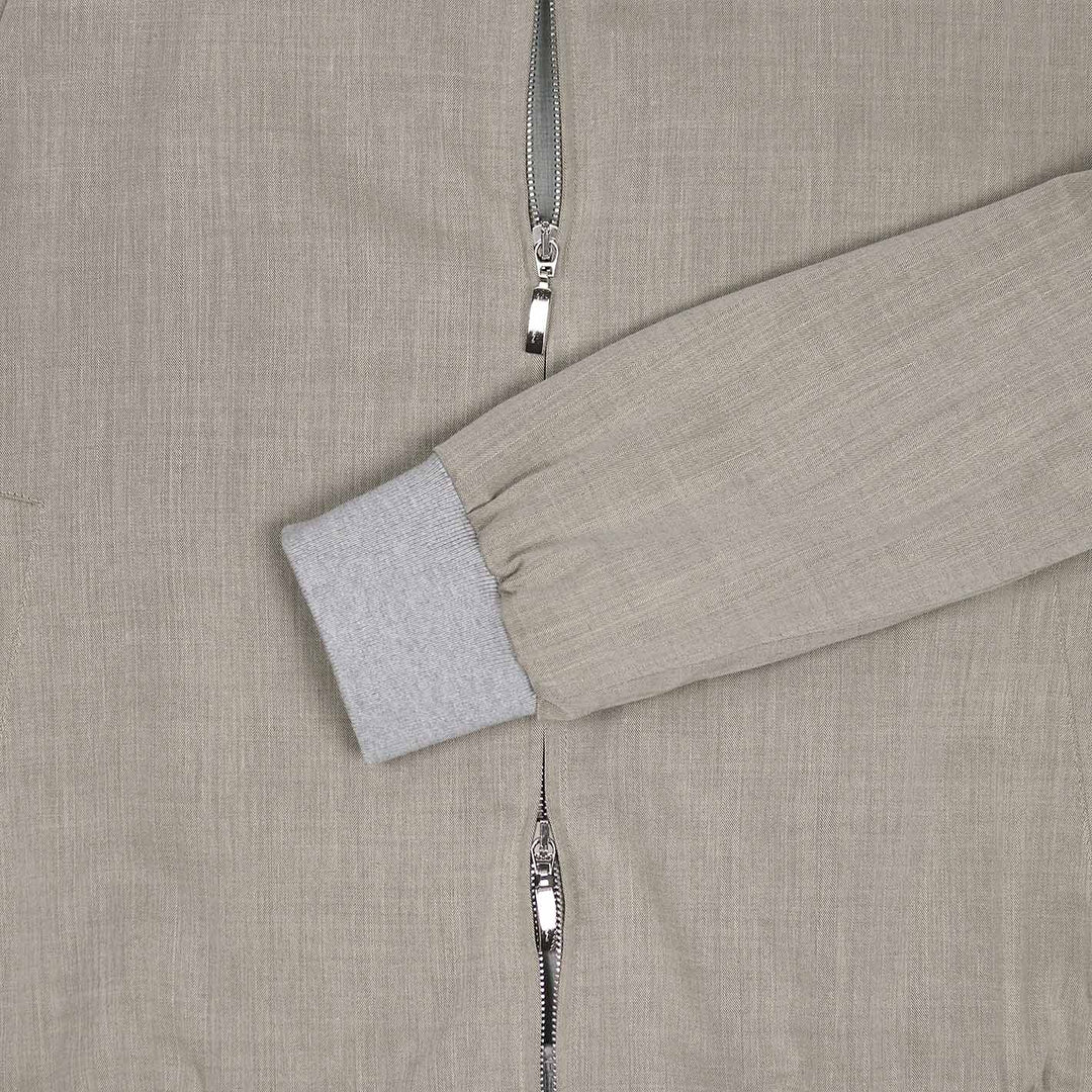 Dark Beige Herringbone Wool Cotton Silk Jacket