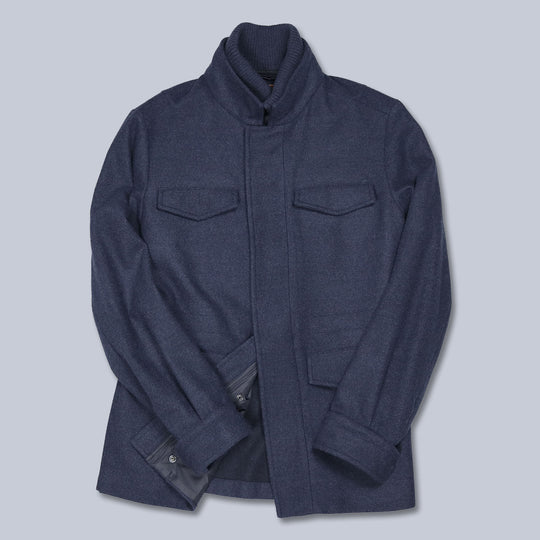 Blue Virgin Wool Field Jacket