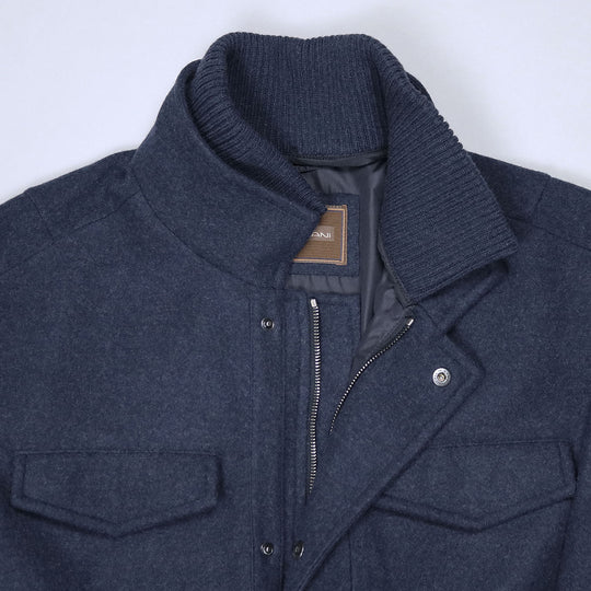 Blue Virgin Wool Field Jacket