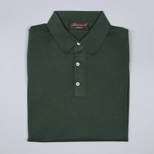 Dark Green Cotton Short Sleeve Polo Shirt