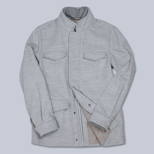 Light Grey Virgin Wool Lined Field Jacket