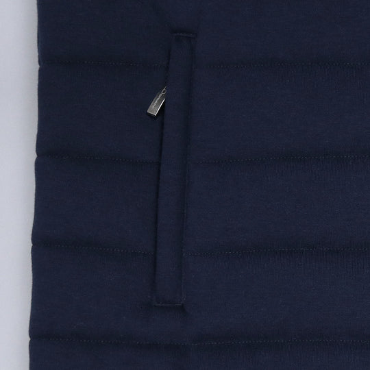 Navy Cotton Cashmere Hooded Gilet