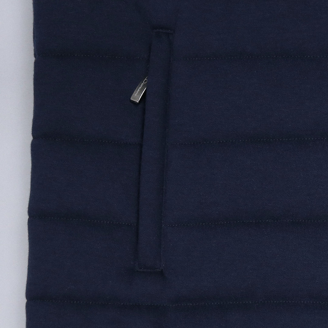 Navy Cotton Cashmere Hooded Gilet