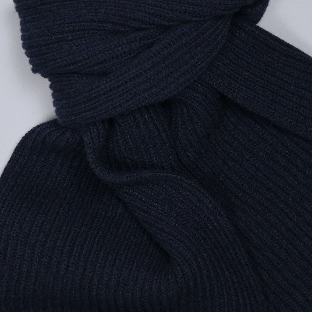 Navy Ribbed Cashmere Scarf