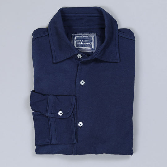 Dark Blue Washed Jersey Cotton Shirt