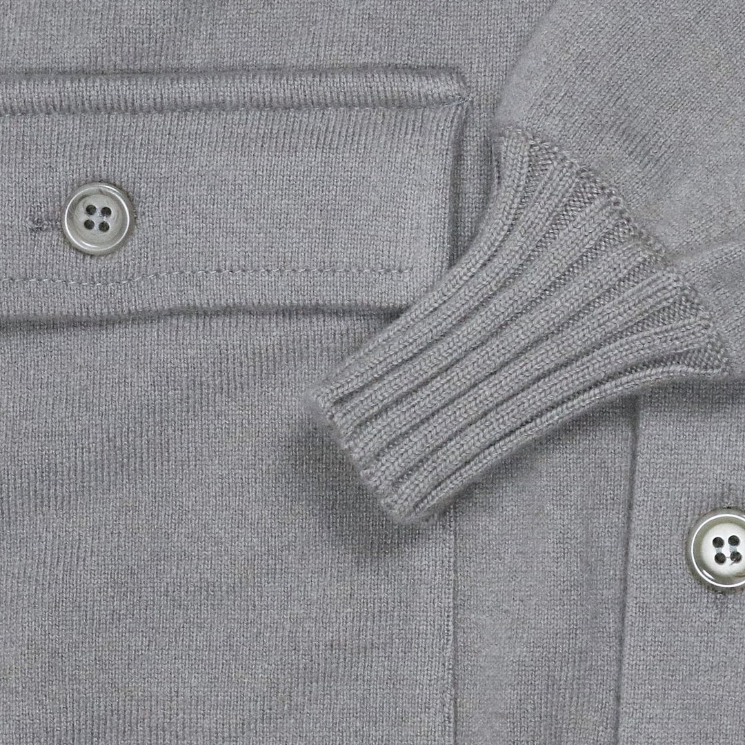 Warm Grey Buttoned Cashmere Blouson