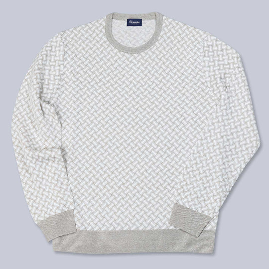 Beige Cream Cotton Linen Crewneck Sweater