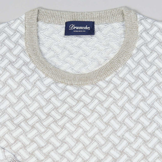 Beige Cream Cotton Linen Crewneck Sweater