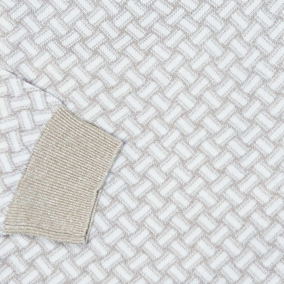 Beige Cream Cotton Linen Crewneck Sweater