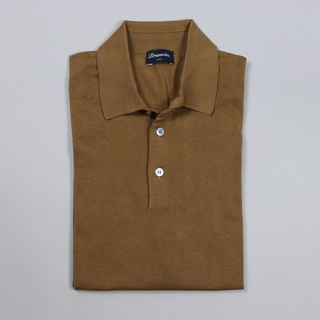 Brown Short Sleeve Knitted Polo Shirt
