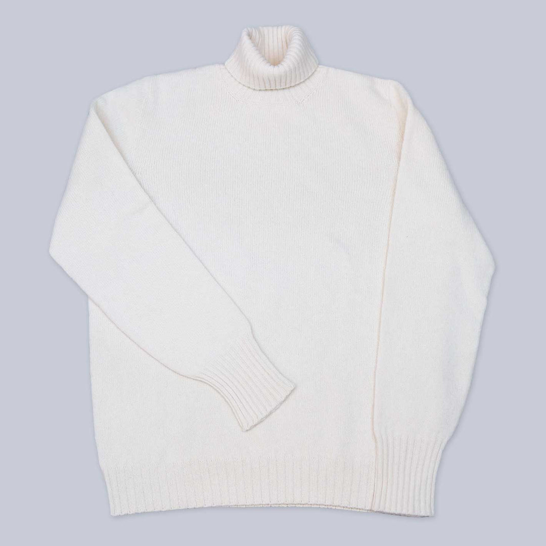 Cream Lambswool Roll Neck Sweater