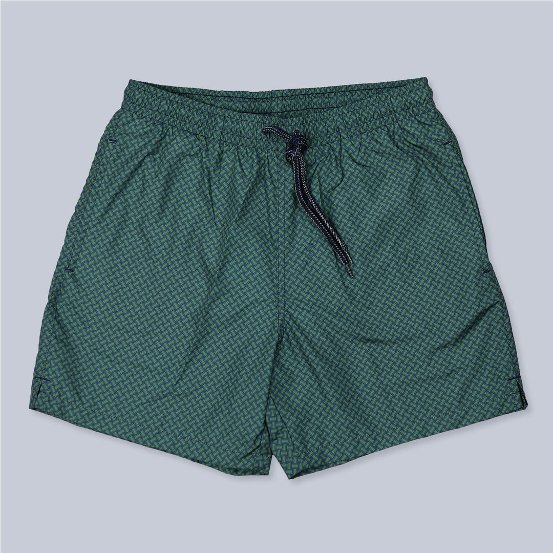 Green Blue Printed Swim Shorts