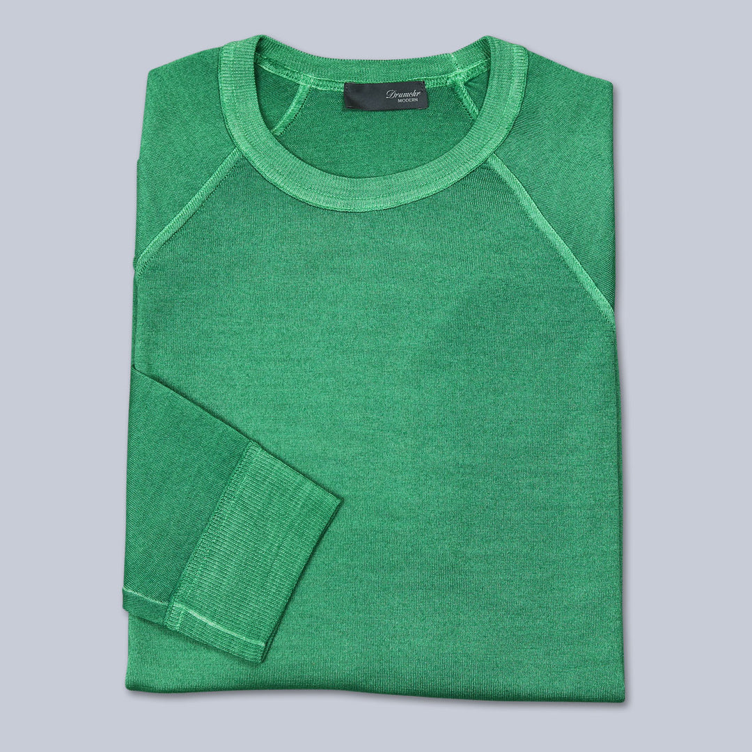 Green Lightweight Wool Crewneck Sweater