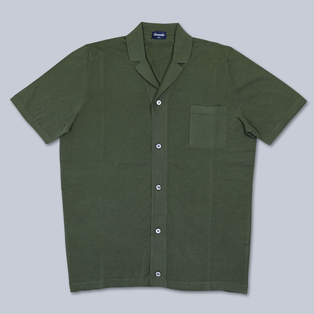 Green Short Sleeve Knitted Resort Shirt