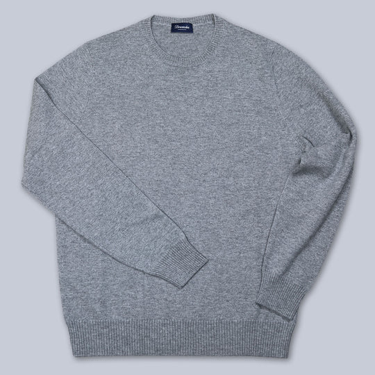 Grey Cashmere Crewneck Sweater