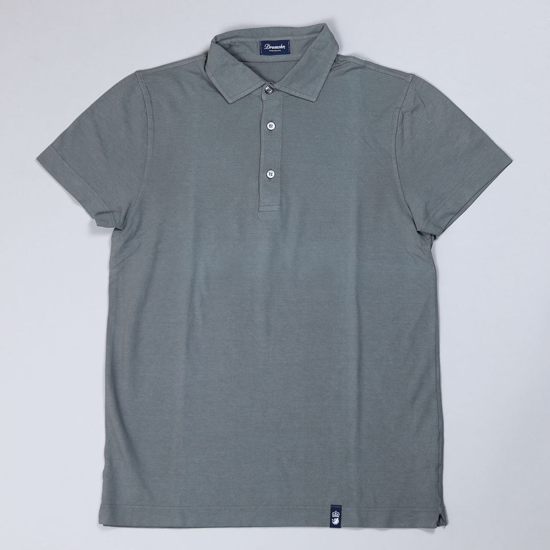 Grey Cotton Short Sleeve Polo Shirt