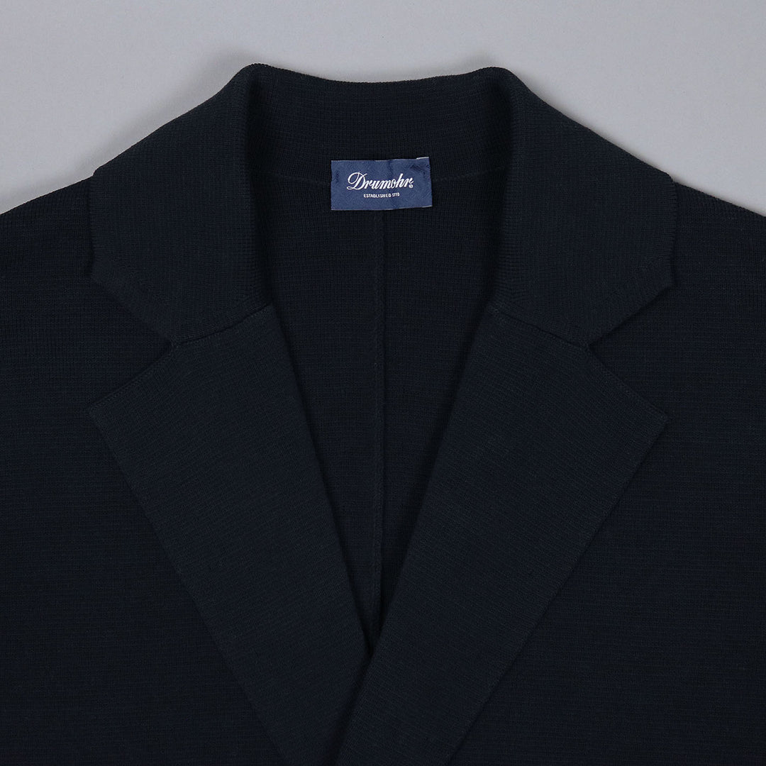 Navy Cotton Double Breasted Cardigan Blazer