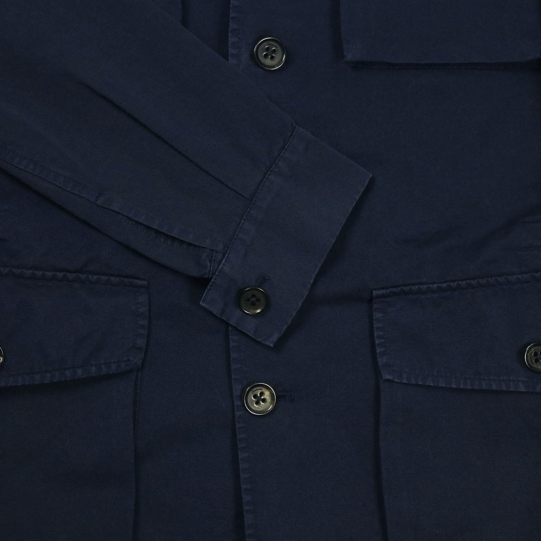 Navy Cotton Linen Field Jacket