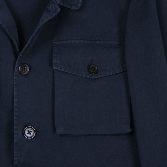 Navy Cotton Linen Field Jacket