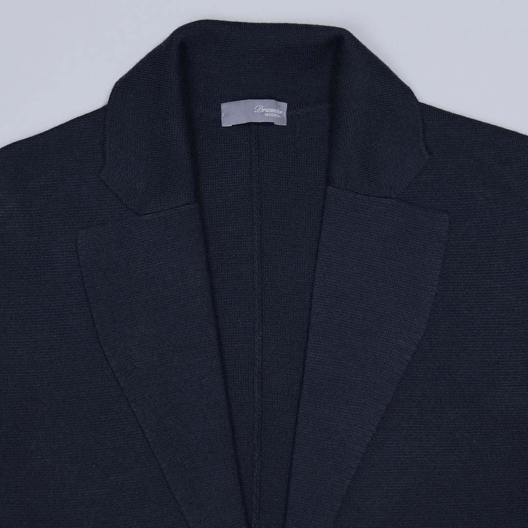 Navy Extra Fine Merino Wool Cardigan Blazer