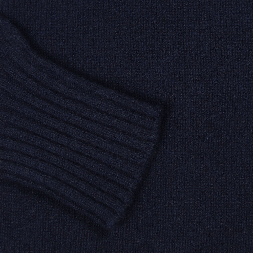 Navy Lambswool Roll Neck Sweater