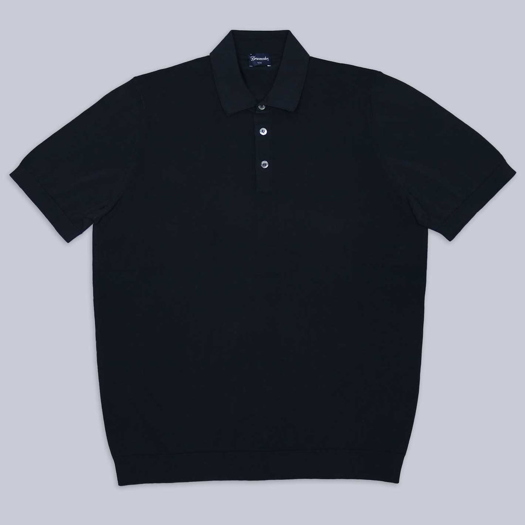 Navy Short Sleeve Knitted Polo Shirt
