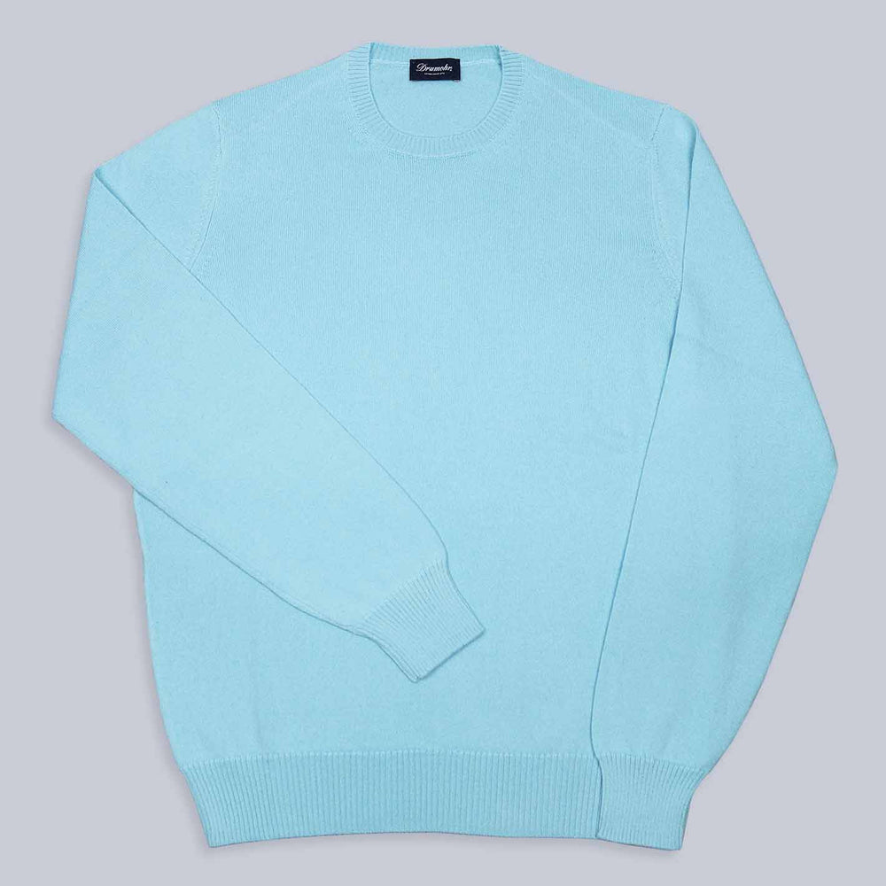 Sea Blue Lightweight Cashmere Crewneck Sweater
