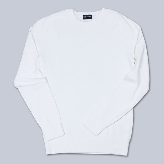 White Cotton Blend Long Sleeve Sweater