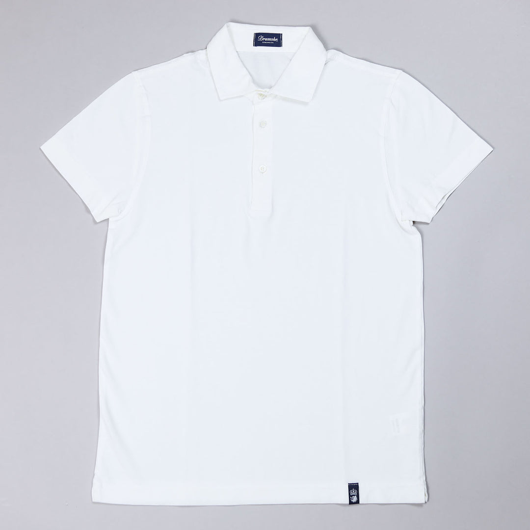 White Cotton Short Sleeve Polo Shirt