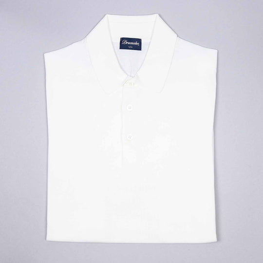 White Short Sleeve Knitted Polo Shirt