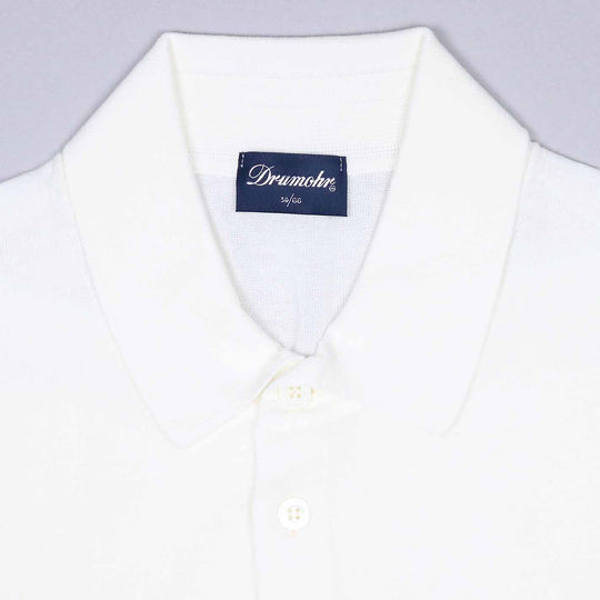 White Short Sleeve Knitted Polo Shirt