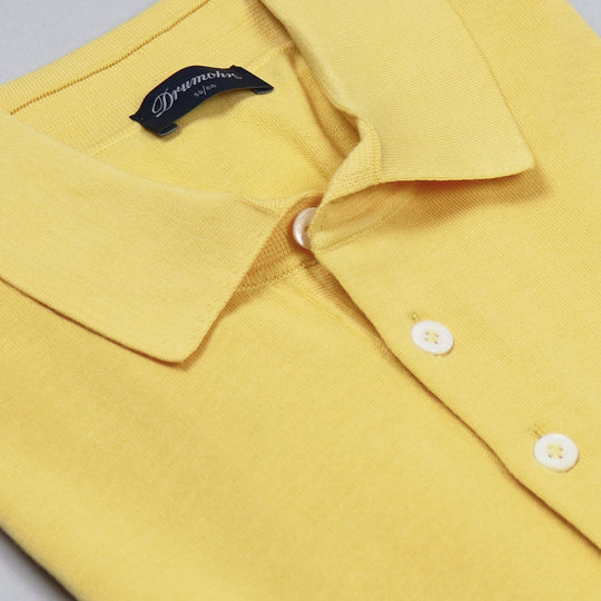 Yellow Short Sleeve Knitted Polo Shirt