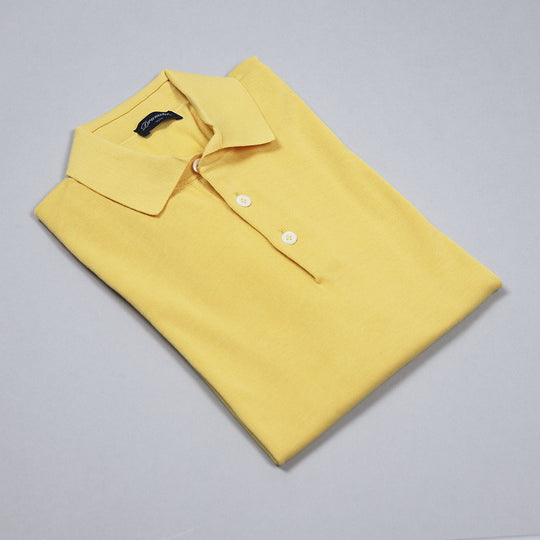 Yellow Short Sleeve Knitted Polo Shirt