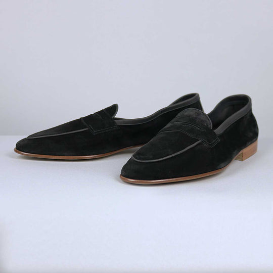 Black Suede Polperro Loafers