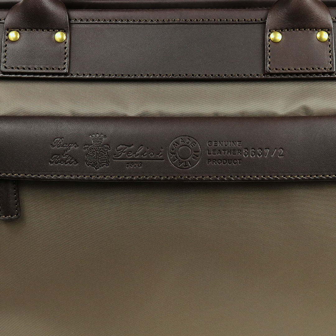Olive Canvas Leather Briefcase