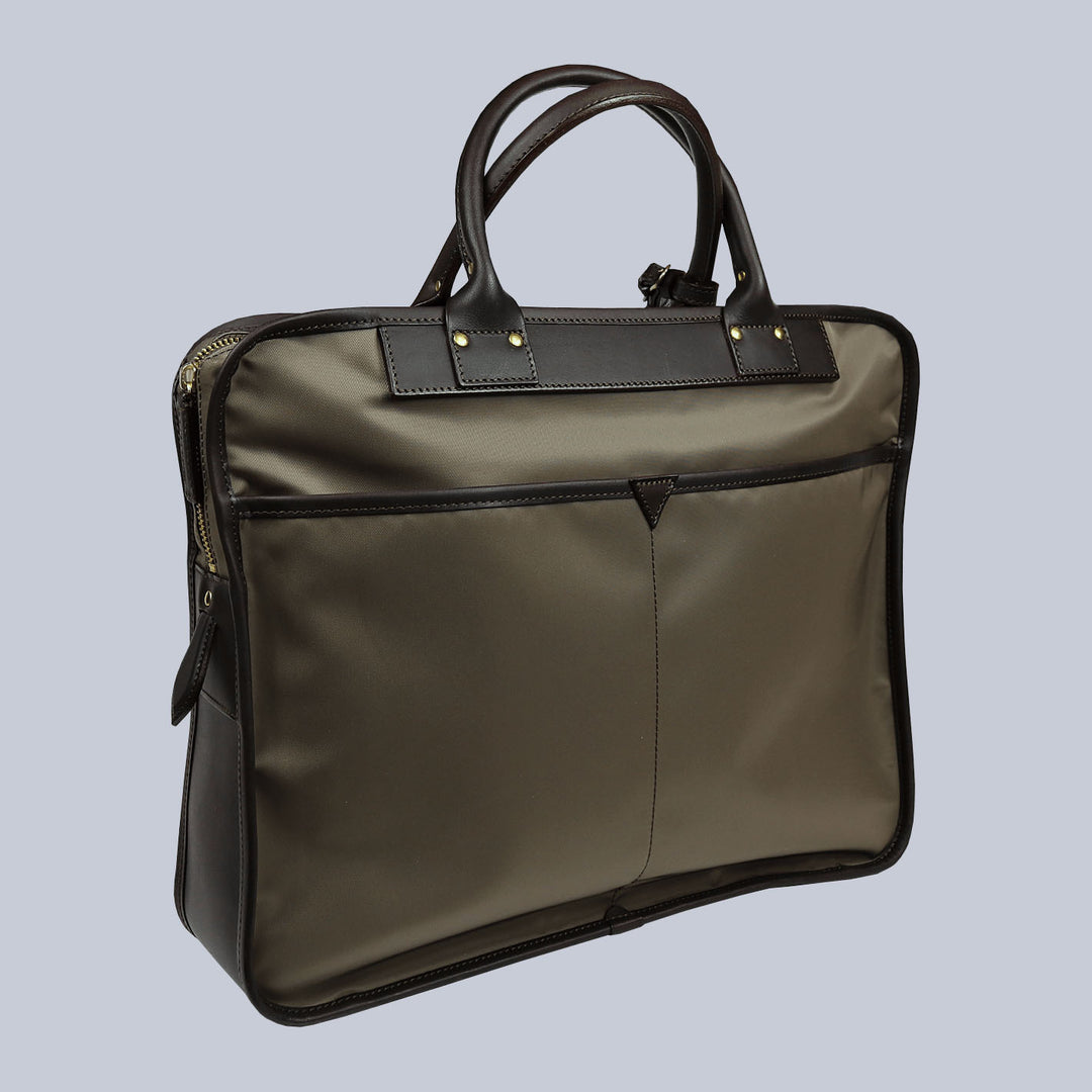 Olive Canvas Leather Briefcase