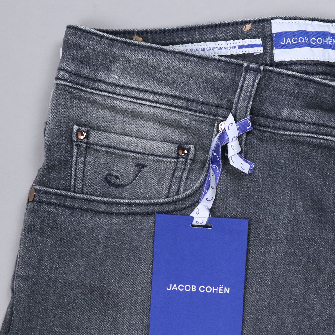 Grey Denim Regular Slim Fit Trousers