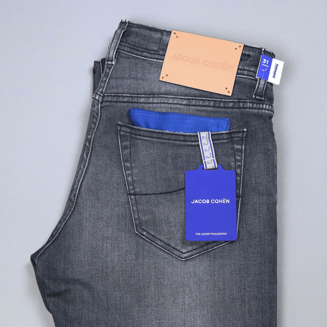 Grey Denim Regular Slim Fit Trousers