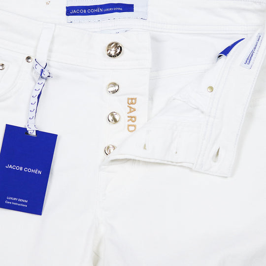 White Denim Regular Slim Fit Trousers