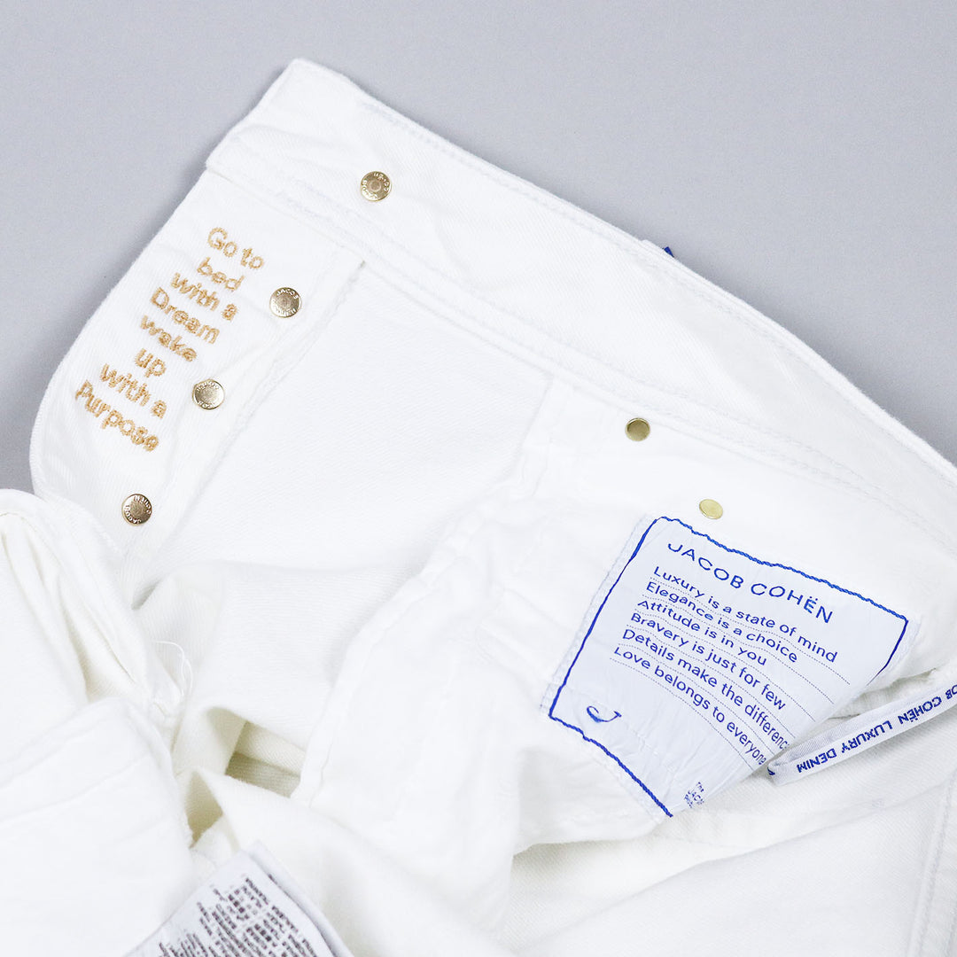White Denim Regular Slim Fit Trousers