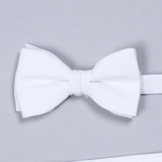 White Cotton Pique Ready Tied Bow Tie