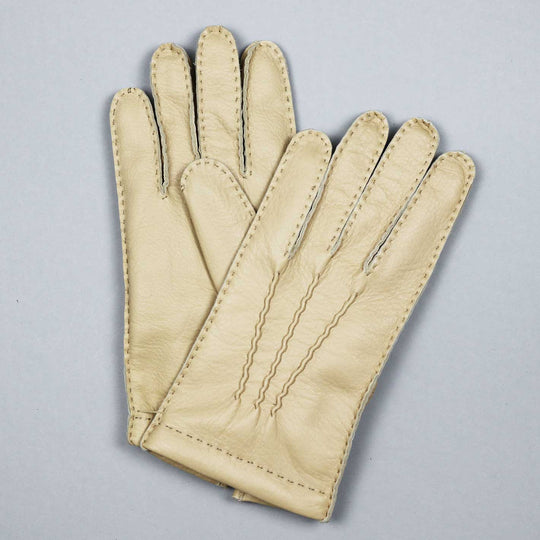 Beige Cashmere Lined Deer Skin Gloves