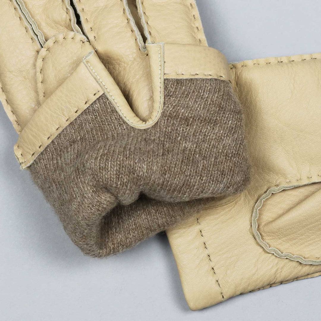 Beige Deer Skin Cashmere Lined Gloves