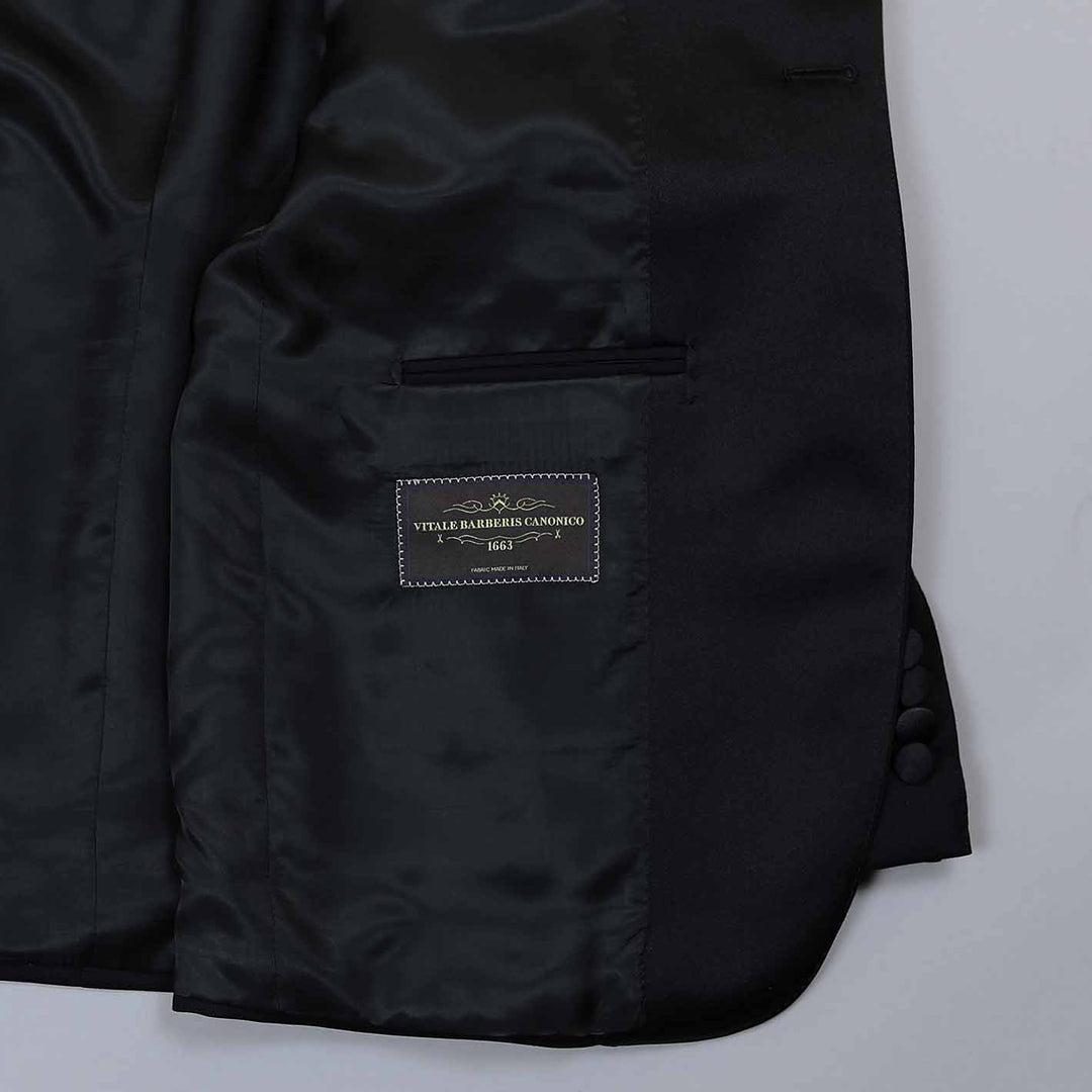 Black Wool Mohair Peak Lapel Tuxedo