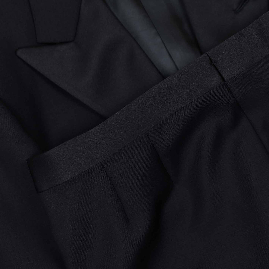 Black Wool Mohair Peak Lapel Tuxedo