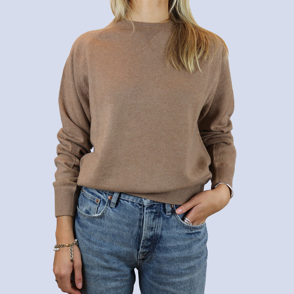 Camel Raglan Cashmere Sweatshirt