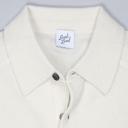 Ivory Raglan Cashmere Polo Sweater