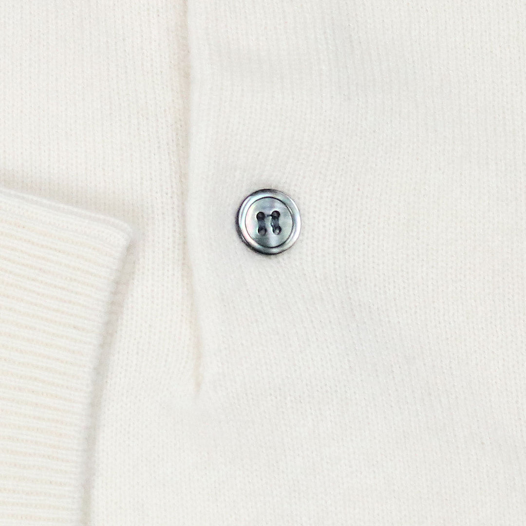Ivory Raglan Cashmere Polo Sweater